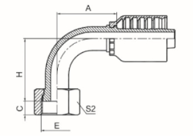 90°公制内螺纹平面 参考 REF GB/T 9065.3