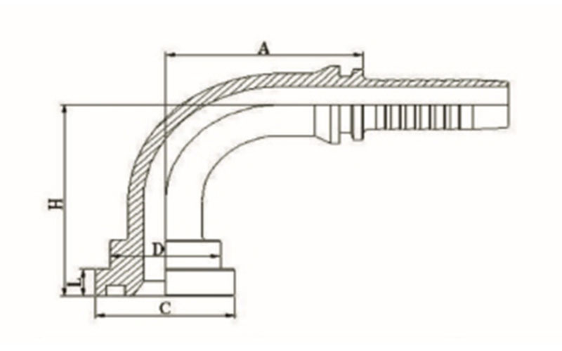 90° SAE 法兰 6000PSI ISO 12151-3-SAE J516