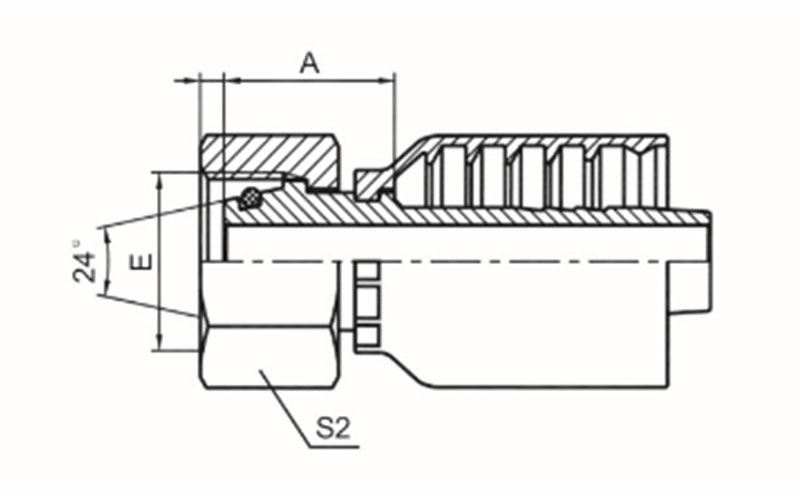 公制内螺纹24°锥带O形圈轻系列 ISO 12151-2 DIN 3865